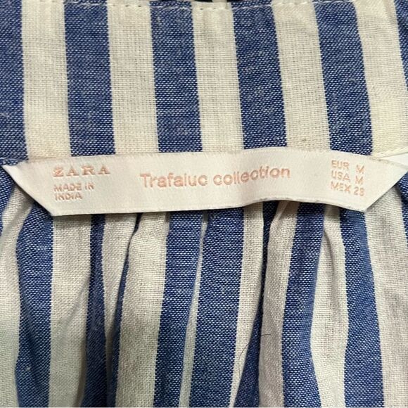 Zara Trafulac Oversized Blue and White
Embroidered Top Size M - Picture 6 of 10